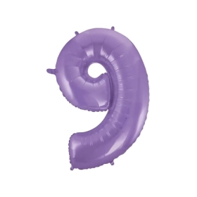 Palloncino numero 9 Satin Velvet lilla super shape 40" (101cm) in mylar, 1pz.