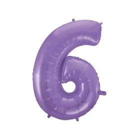 Palloncino numero 6 Satin Velvet lilla super shape 40" (101cm) in mylar, 1pz.
