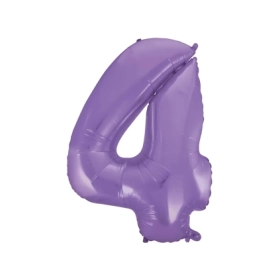 Palloncino numero 4 Satin Velvet lilla super shape 40" (101cm) in mylar, 1pz.