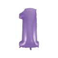 Palloncino numero 1 Satin Velvet lilla super shape 40" (101cm) in mylar, 1pz.