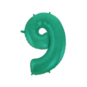 Palloncino numero 9 Satin Velvet Acquamarina super shape 40" (101cm) in mylar, 1pz.