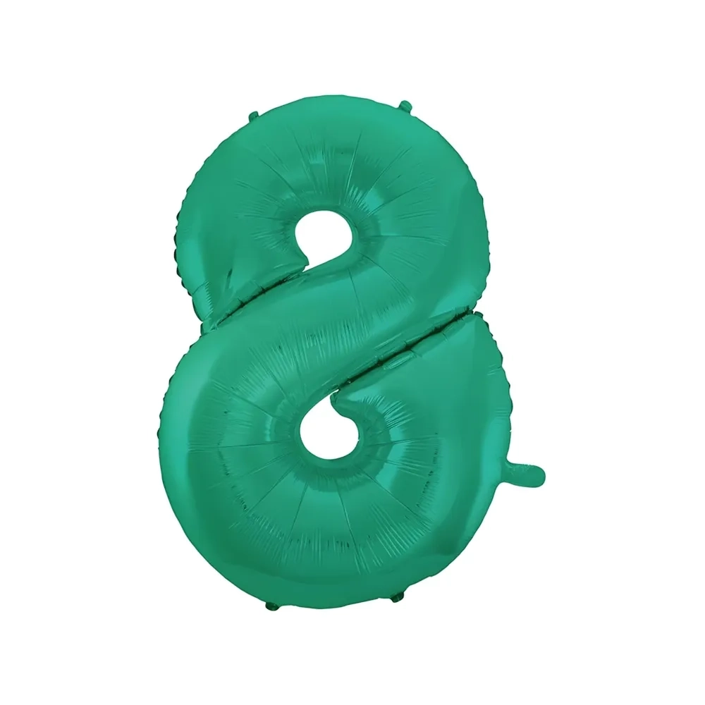 Palloncino numero 8 Satin Velvet Acquamarina super shape 40" (101cm) in mylar, 1pz.