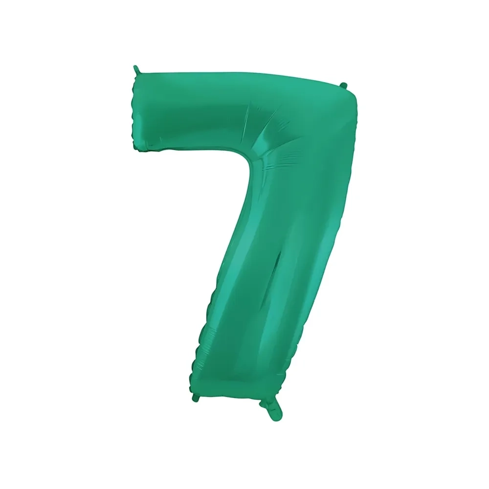 Palloncino numero 7 Satin Velvet Acquamarina super shape 40" (101cm) in mylar, 1pz.