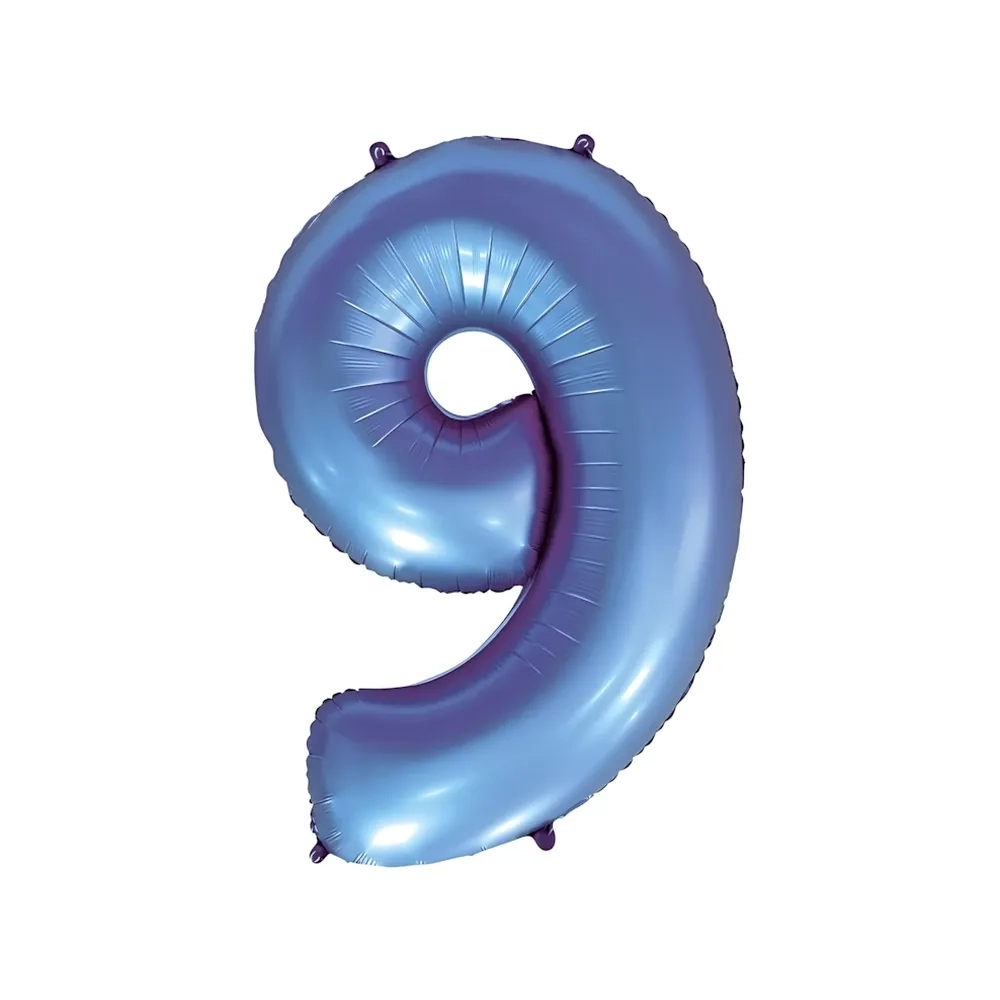 Palloncino numero 9 Satin Velvet Periwinkle super shape 40" (101cm) in mylar, 1pz.
