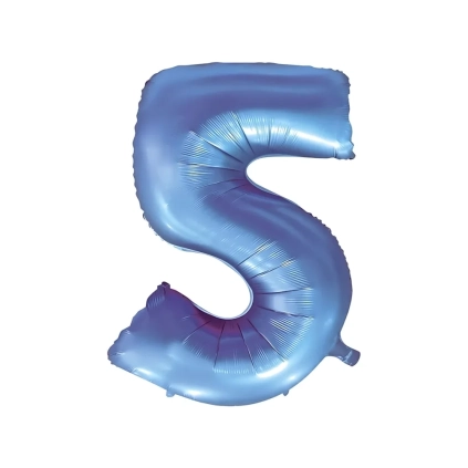 Palloncino numero 5 Satin Velvet Periwinkle super shape 40" (101cm) in mylar, 1pz.