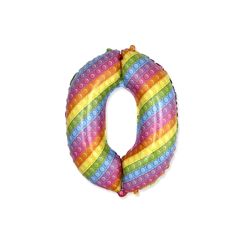 Palloncino numero zero con stampa pop it super shape 32" (81cm) in mylar, 1pz.