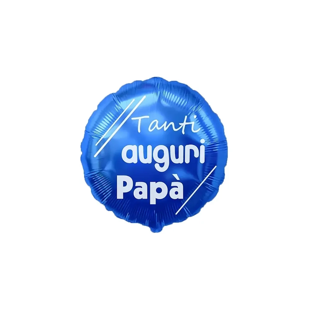 Palloncino Tanti Auguri Papà Blu tondo standard shape 18" (45cm) in mylar, 1pz.