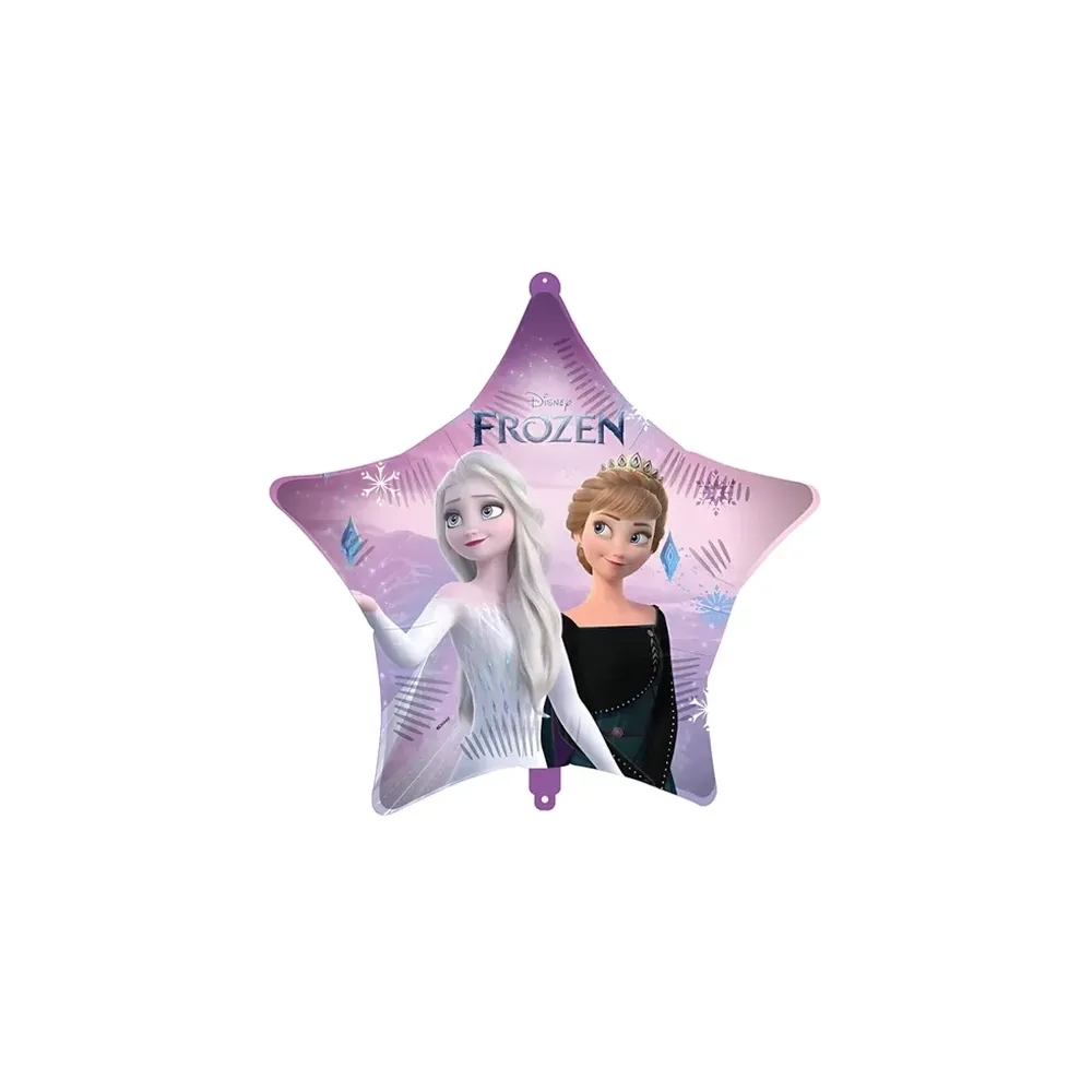 Palloncino Frozen II Elsa e Anna con pesetto e nastrino standard shape 18" (45cm) in mylar, 1pz.