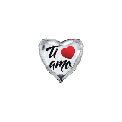 Palloncini Ti Amo Argento cuore mini shape 9" (22cm) in mylar, 5pz.