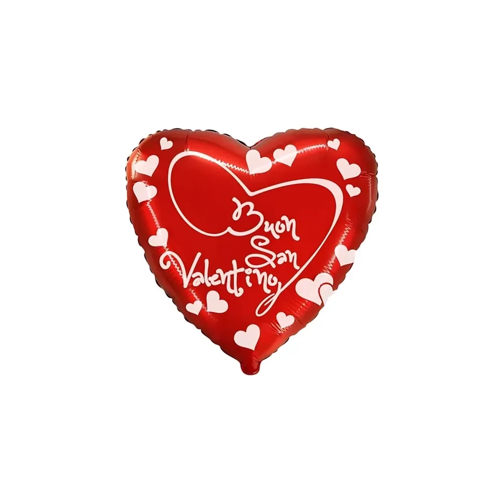 Palloncino Buon San Valentino Corsivo cuore standard shape 18" (45cm) in mylar, 1pz.