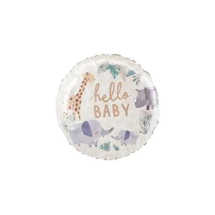 Palloncino Hello Baby Giungla standard shape 18" (45cm) in mylar, 1pz.