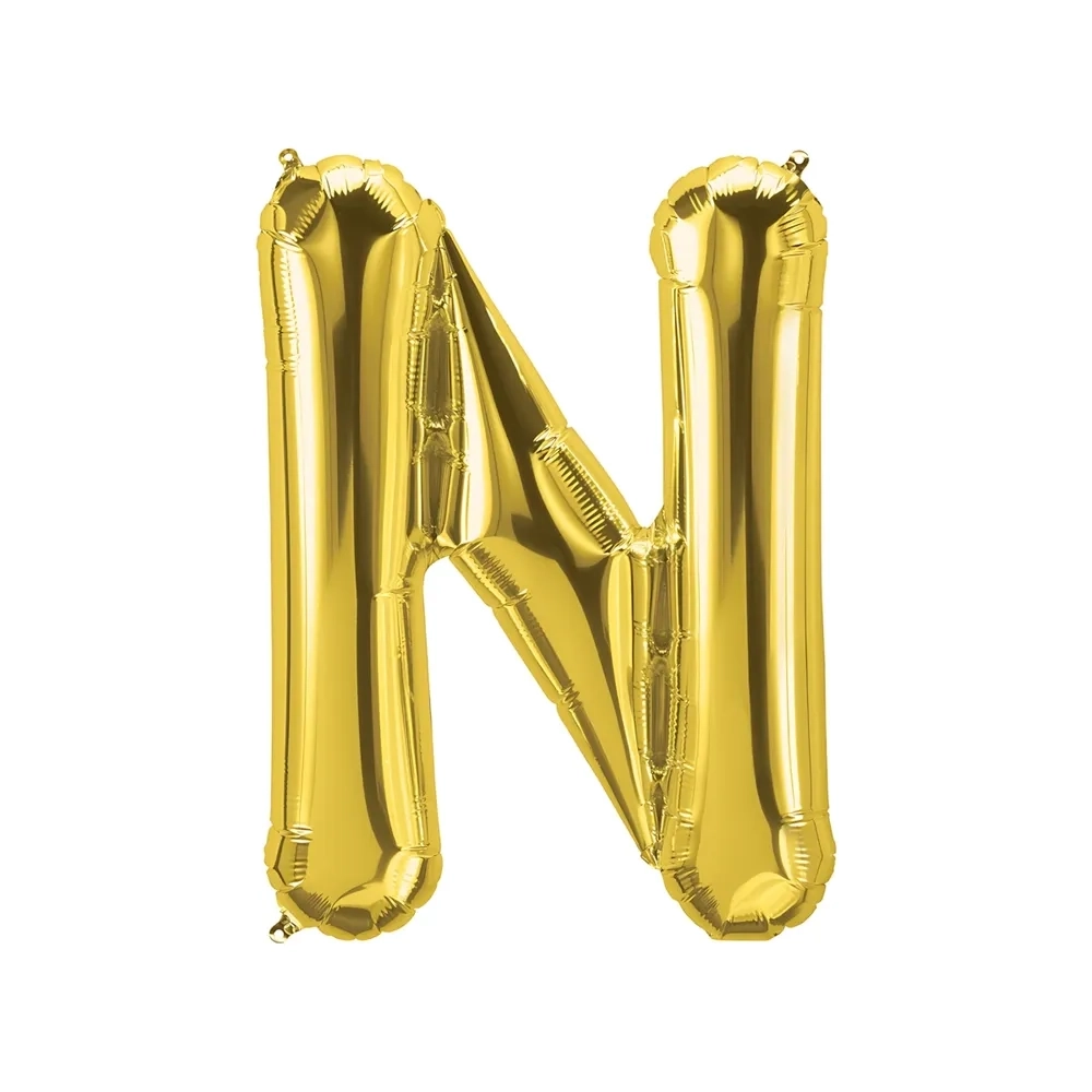 Palloncino Lettera N Oro super shape 40" (101cm) in mylar, 1pz.