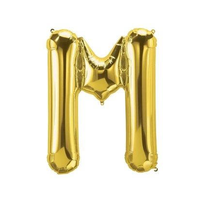 Palloncino Lettera M Oro super shape 40" (101cm) in mylar, 1pz.