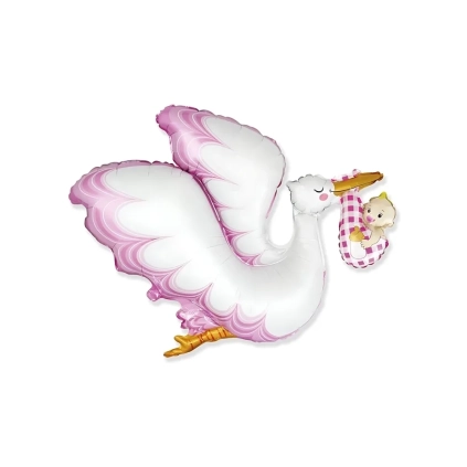 Palloncino Cicogna Bimba Rosa super shape 38" (96cm) in mylar, 1pz.