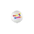 Palloncini Happy Birthday Multilingue tondo mini shape 9" (22cm) in mylar, 5pz.
