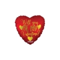 Palloncino Be My Valentine Cupido cuore standard shape 18" (45cm) in mylar, 1pz.