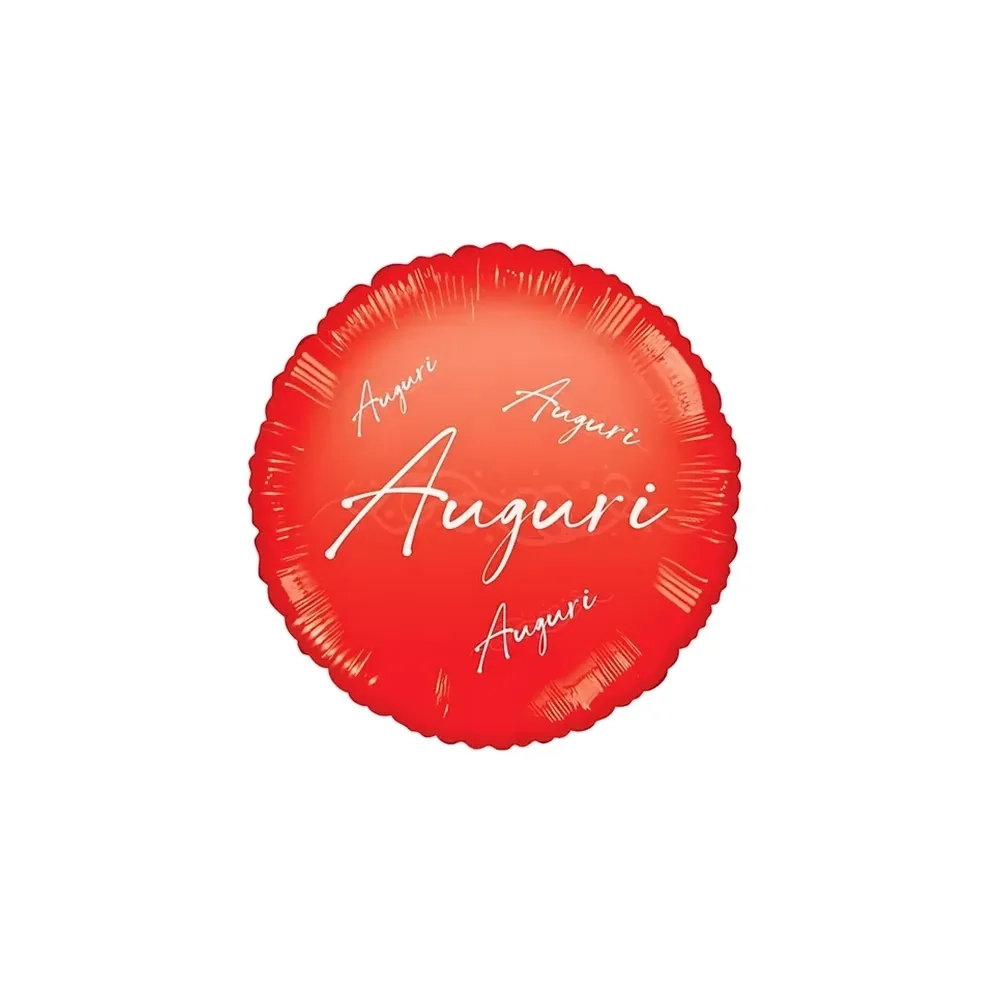 Palloncino Auguri in Corsivo Rosso Lucido standard shape 18" (45cm) in mylar, 1pz.