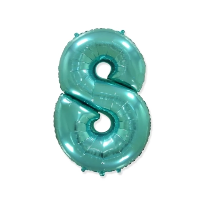 Palloncino numero 8 Verde Menta super shape 40" (101cm) in mylar, 1pz.