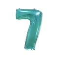 Palloncino numero 7 Verde Menta super shape 40" (101cm) in mylar, 1pz.