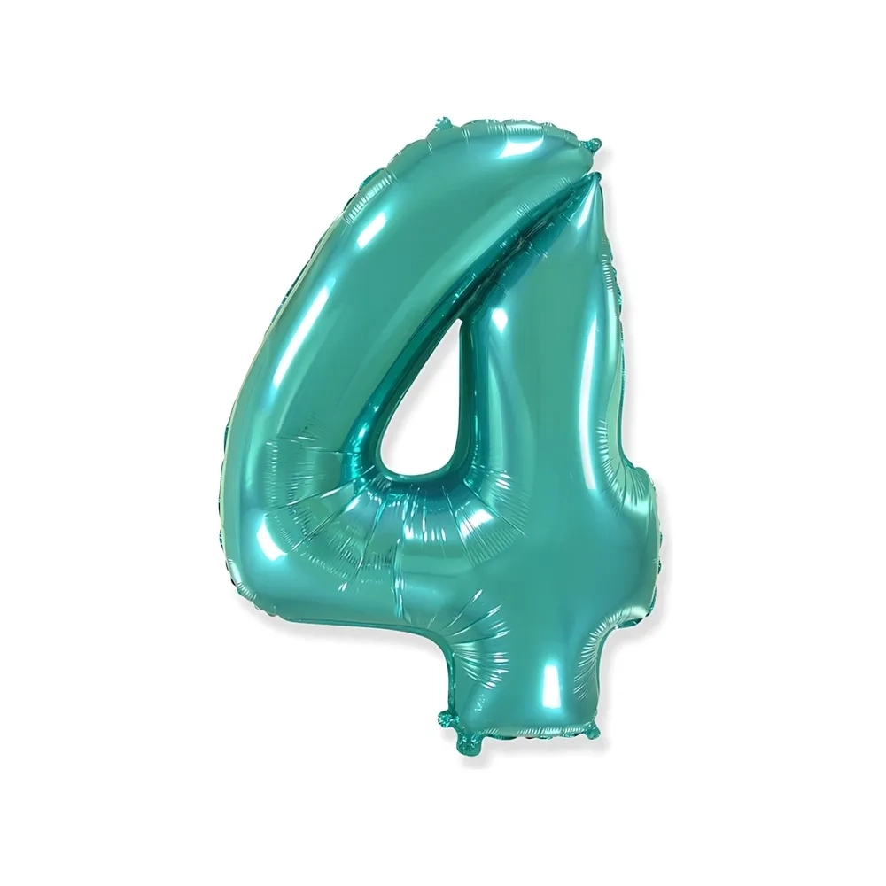 Palloncino numero 4 Verde Menta super shape 40" (101cm) in mylar, 1pz.