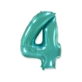 Palloncino numero 4 Verde Menta super shape 40" (101cm) in mylar, 1pz.