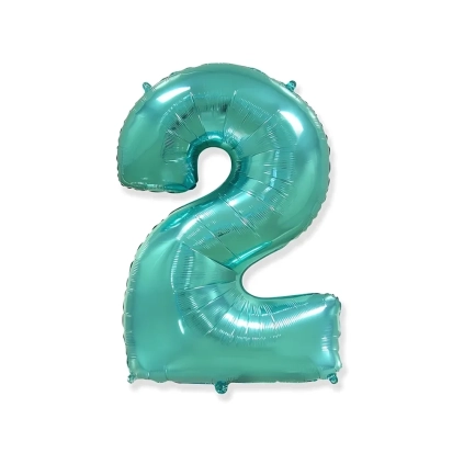 Palloncino numero 2 Verde Menta super shape 40" (101cm) in mylar, 1pz.