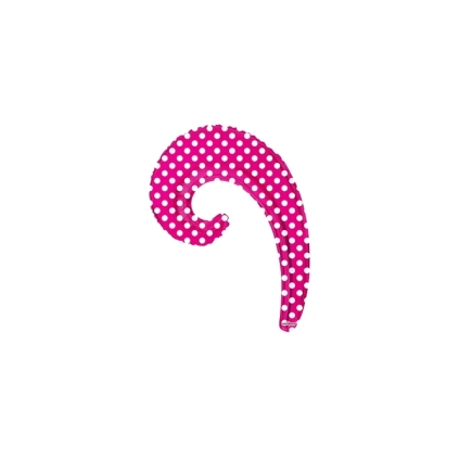 Palloncini Kurly Wave Hot Pink Pois mini shape 14" (35cm) in mylar, 5pz.
