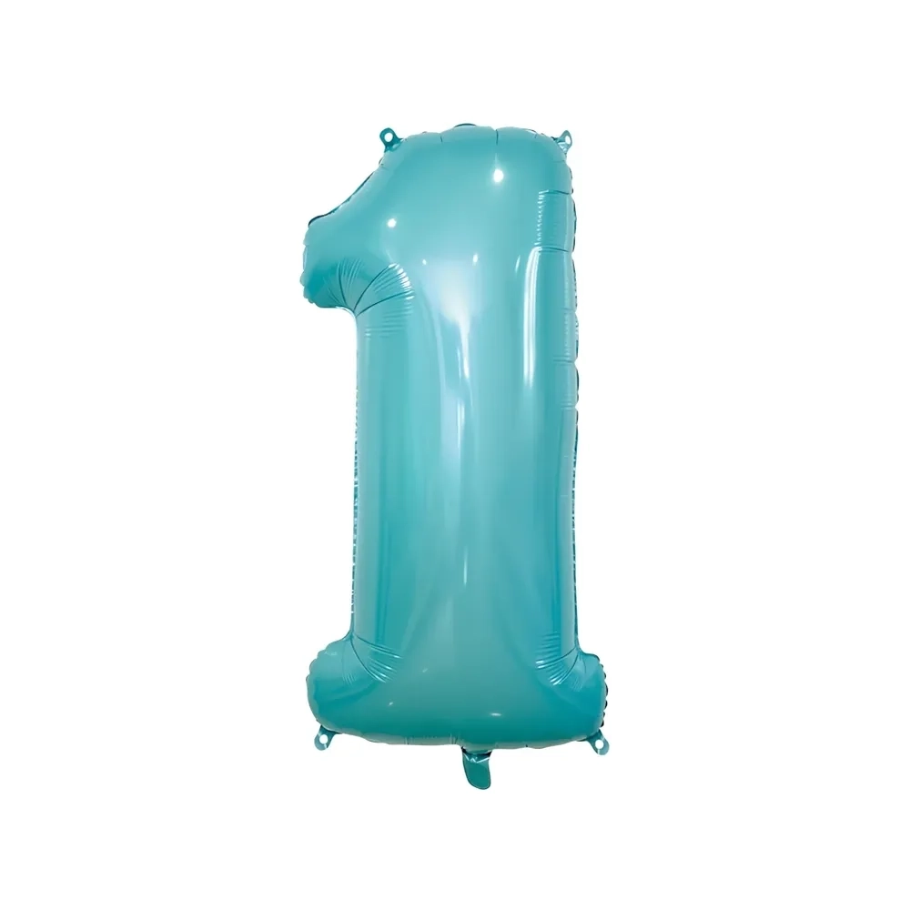 Palloncino numero 1 Celeste Pastello super shape 40" (101cm) in mylar, 1pz.