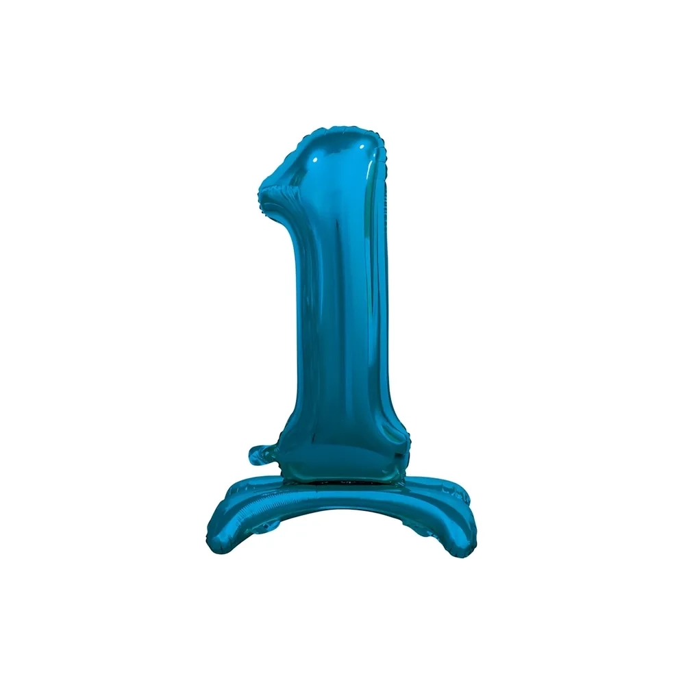 Palloncino numero 1 Blu standing super shape 30" (76cm) in mylar, 1pz.