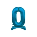 Palloncino numero 0 Blu standing super shape 30" (76cm) in mylar, 1pz.