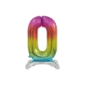 Palloncino numero 0 Rainbow standing super shape 30" (76cm) in mylar, 1pz.