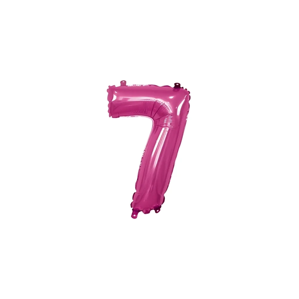 Palloncino numero 7 fucsia mini shape 14" (35cm) in mylar, 1pz.
