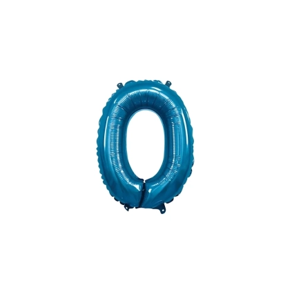 Palloncino numero 0 Blu mini shape 14" (35cm) in mylar, 1pz.