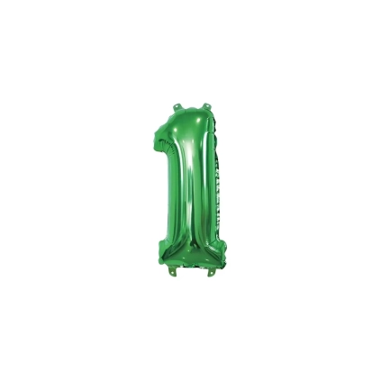 Palloncino numero 1 Verde mini shape 14" (35cm) in mylar, 1pz.