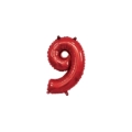 Palloncino numero 9 Rosso mini shape 14" (35cm) in mylar, 1pz.
