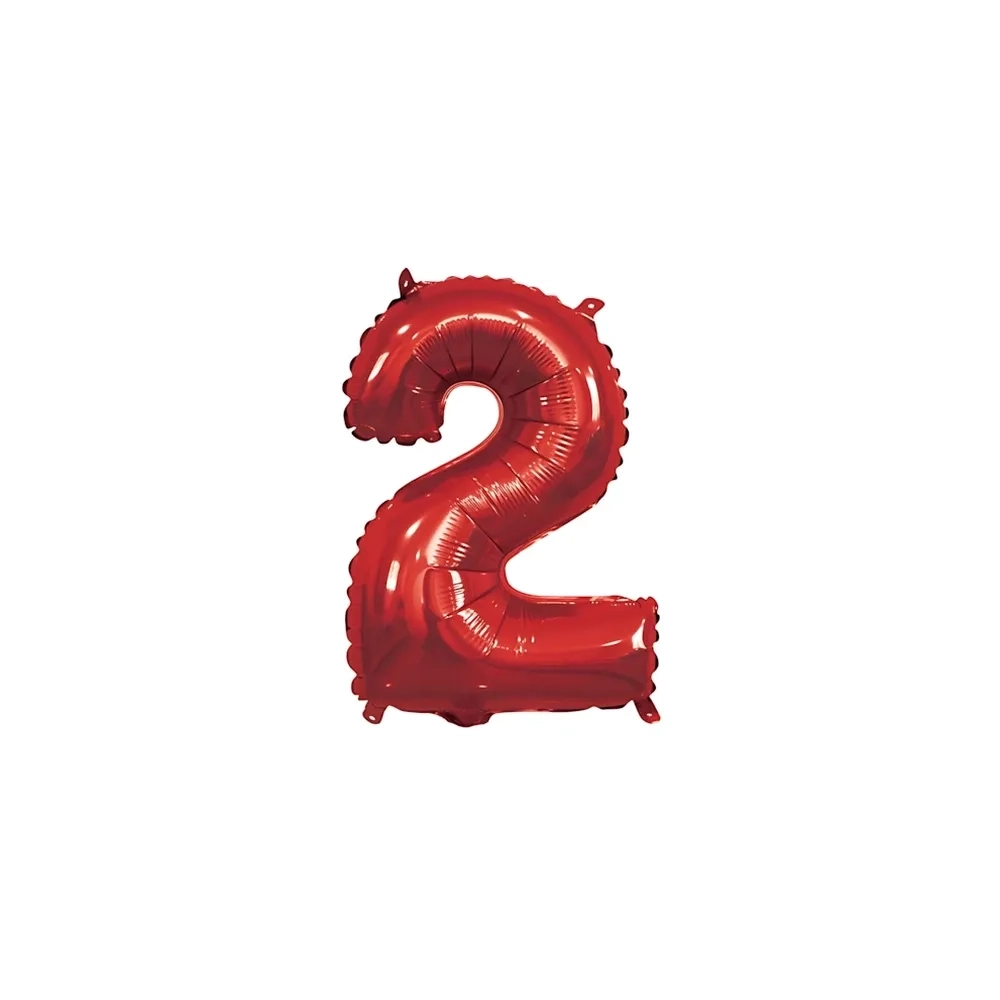 Palloncino numero 2 Rosso mini shape 14" (35cm) in mylar, 1pz.