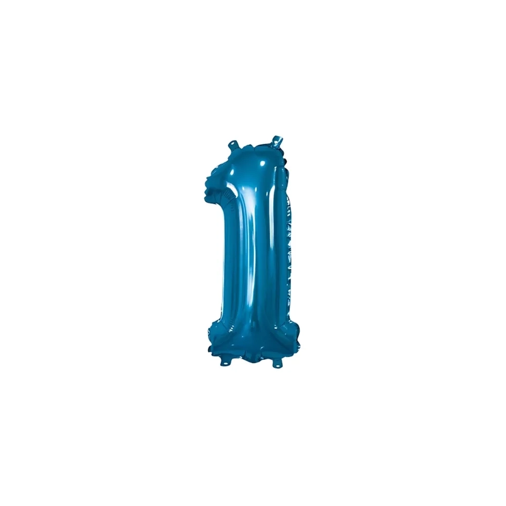 Palloncino numero 1 Blu mini shape 14" (35cm) in mylar, 1pz.