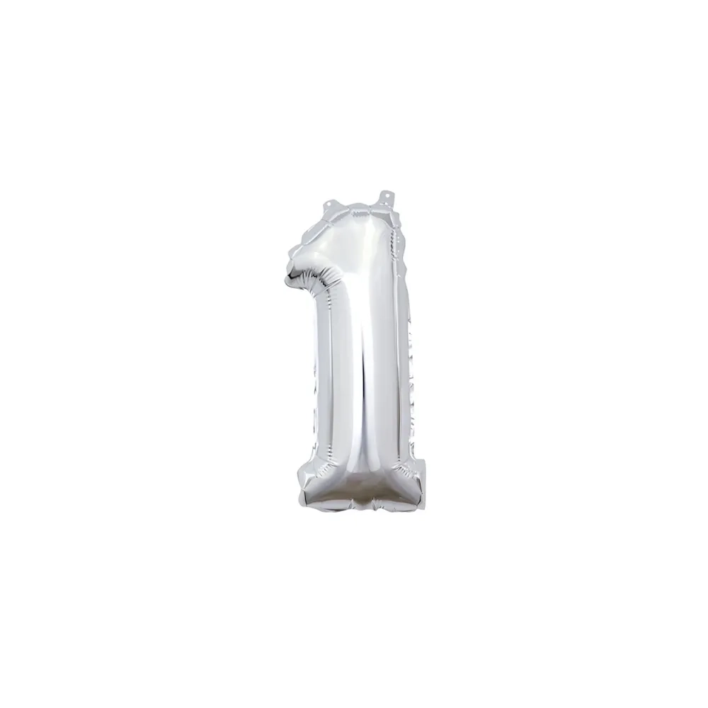 Palloncino numero 1 Argento mini shape 14" (35cm) in mylar, 1pz.