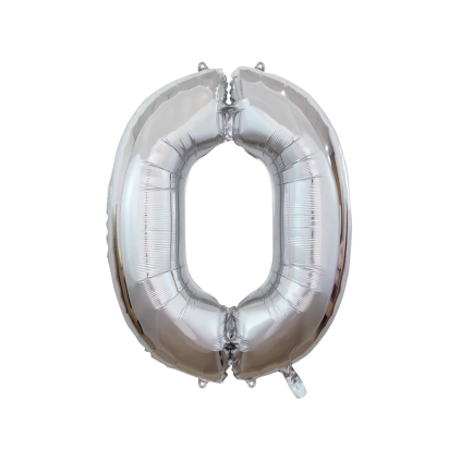 Palloncino numero 0 Argento super shape 40" (101cm) in mylar, 1pz.