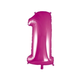 Palloncino numero 1 fucsia super shape 40" (101cm) in mylar, 1pz.
