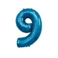 Palloncino numero 9 Blu super shape 40" (101cm) in mylar, 1pz.