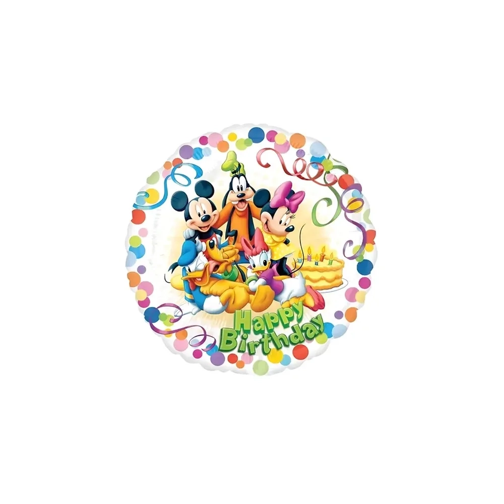 Palloncino Topolino ed Amici Happy Birthday standard shape 18" (45cm), 1pz.