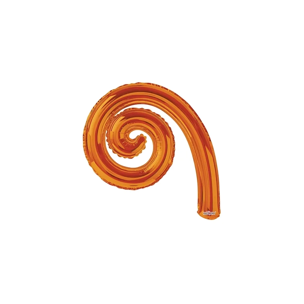 Palloncini Kurly Spiral Arancio mini shape 14" (35cm) in mylar, 5pz.