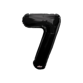 Palloncino numero 7 Nero salva elio super shape 34" (86cm) in mylar, 1pz.