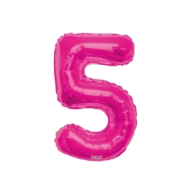 Palloncino numero 5 fucsia salva elio super shape 34" (86cm) in mylar, 1pz.
