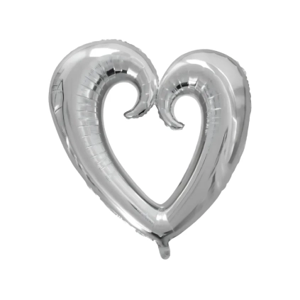 Palloncino Cuore Argento Stilizzato mega shape 42" (106cm) in mylar, 1pz.
