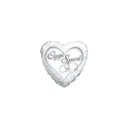 Palloncini Oggi Sposi cuore mini shape 9" (22cm) in mylar, 5pz.