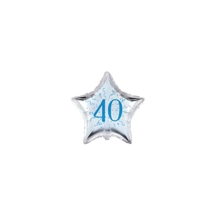 Palloncini stelline con numero 40 blu micro shape 4" (10cm) in mylar, 5pz.