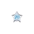 Palloncini stelline con numero 20 blu micro shape 4" (10cm) in mylar, 5pz.