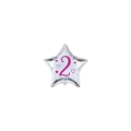 Palloncini stelline con numero 2 fucsia micro shape 4" (10cm) in mylar, 5pz.